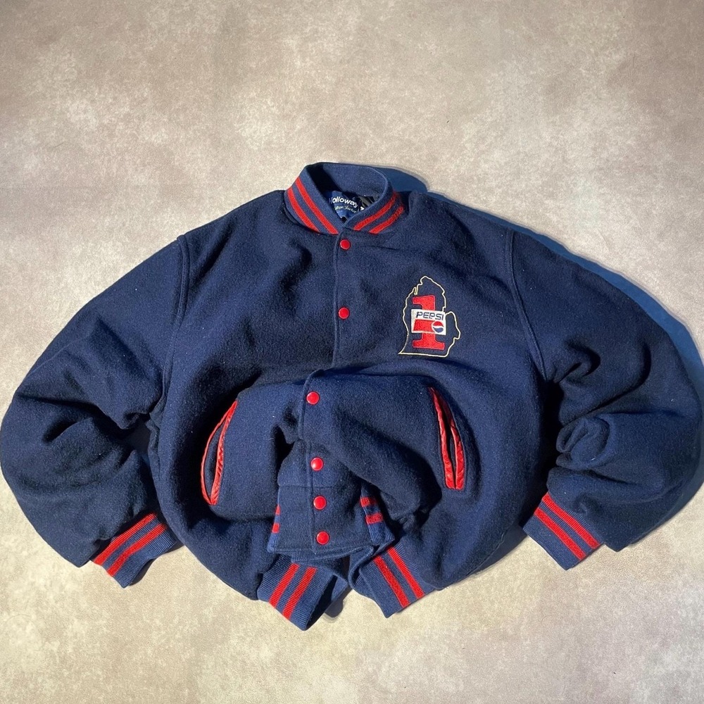 Vintage Pepsi Cola Soda Harley Davidson Varsity Button Up Jacket